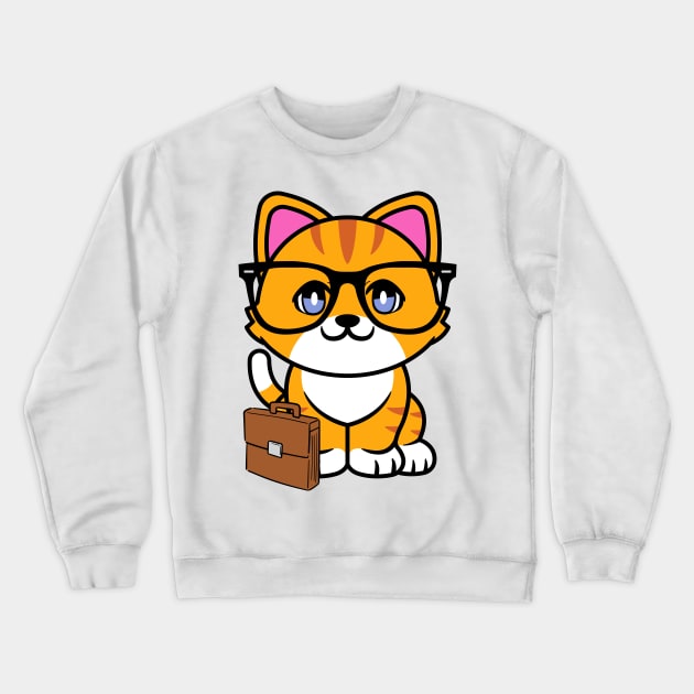 Cute Orange cat is a colleague at work Crewneck Sweatshirt by Pet Station